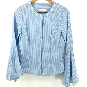 MILLY Michelle Bell Sleeve Striped Button Up Blouse